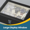 Watch Box Organizer – MDF and Glass – Black – 10-Slot with Removable Pillows and Lockable Design