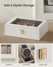 Watch Box – Wood – Black – Lockable with Glass Lid and 10 Slots