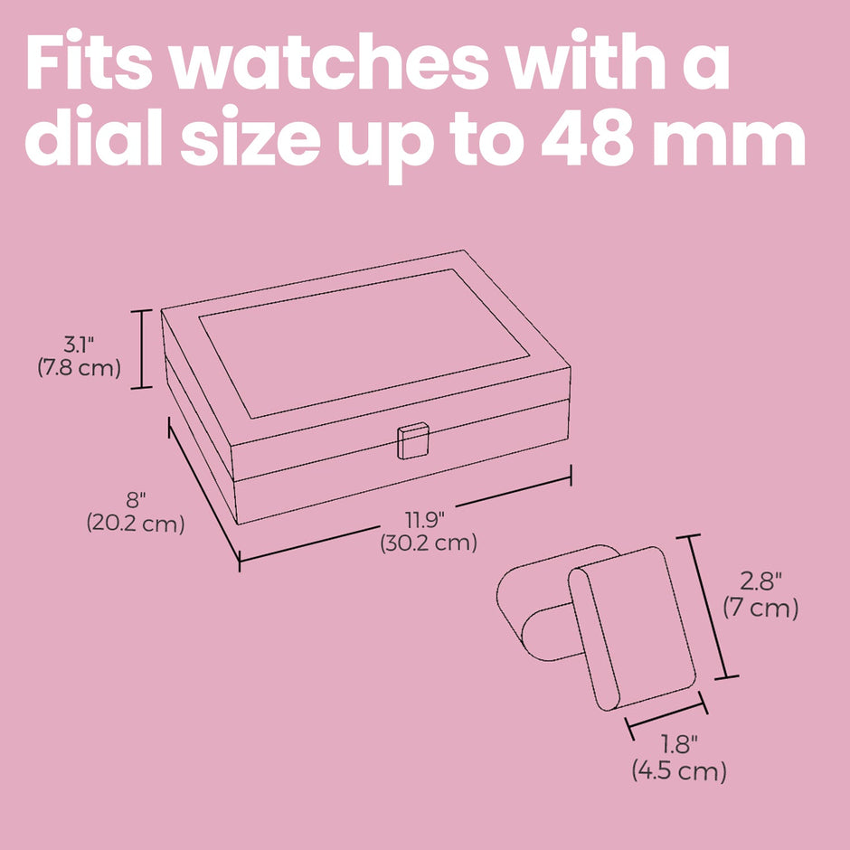 Watch Box – Synthetic Leather – Brown/Black/Wine Red – 12 Slots with Glass Lid and Drawer