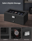 Watch Box – Wood – Black – Two Layers with Glass Lid and Bracelet Tray