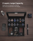 Watch Box – Wood – Black – Two Layers with Glass Lid and Bracelet Tray