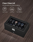 Watch Box – Wood – Black – Two Layers with Glass Lid and Bracelet Tray