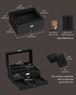 Watch Box – Wood – Black – Two Layers with Glass Lid and Bracelet Tray