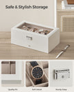 2-Tier Watch Box – Wood – Cloud White and Cappuccino Beige – Glass Lid with Bracelet Tray