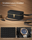 Watch Travel Case – Woven Embossed PU Leather – Ink Black – 3-Slot Design