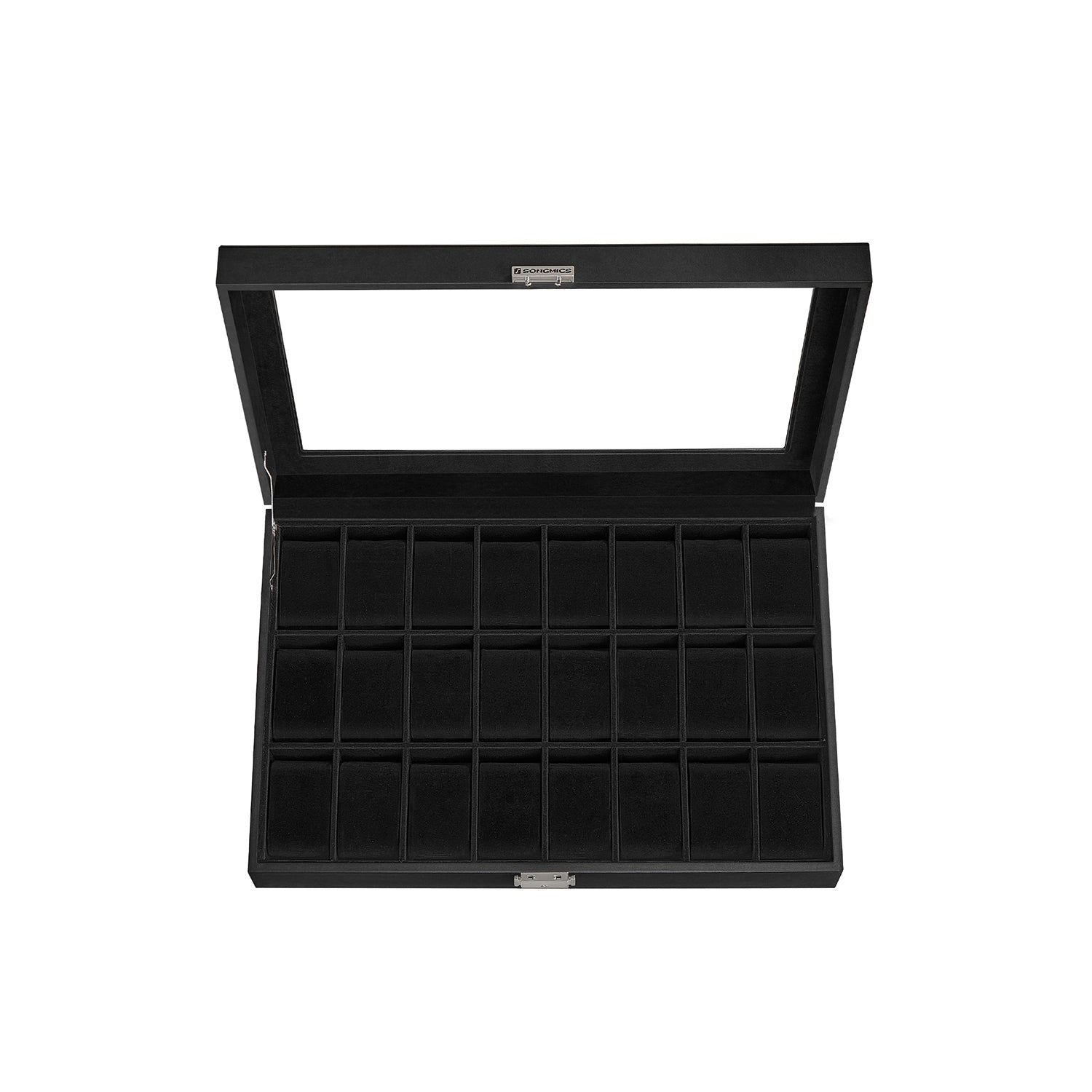 Watch Box – Faux Leather – Black – 24 Slots for Storage and Display