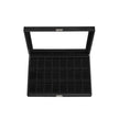 Watch Storage Box – MDF – Ink Black – 24 Slots with Glass Lid