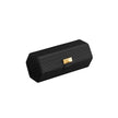 Watch Travel Case – Woven Embossed PU Leather – Ink Black – Hexagon Design with Hidden Storage