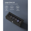 Watch Box – Velvet – Black – Glass Lid with Lock and Cushions, 6 Slots