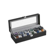 Watch Box – Velvet – Black – 6-Slot with Glass Top and Lock