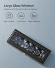 Watch Box – Velvet – Black – 6-Slot with Glass Top and Lock