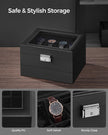 2-Tier Watch Box – Wood – Ink Black – Glass Lid and Bracelet Tray for 8 Watches