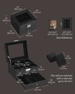2-Tier Watch Box – Wood – Ink Black – Glass Lid and Bracelet Tray for 8 Watches