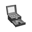 Watch Box – Glass – Ink Black and Greenish Grey – 2 Layers with Lock and Bracelet Tray