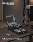 Watch Box – Glass – Ink Black and Greenish Grey – 2 Layers with Lock and Bracelet Tray