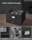 Watch Box – Glass – Ink Black and Greenish Grey – 2 Layers with Lock and Bracelet Tray