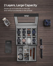 Watch Box – Glass – Ink Black and Greenish Grey – 2 Layers with Lock and Bracelet Tray