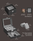 Watch Box – Glass – Ink Black and Greenish Grey – 2 Layers with Lock and Bracelet Tray