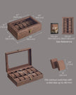 Watch Box – Synthetic Leather – Coffee Brown – 12 Slots with Removable Pillows and Glass Lid