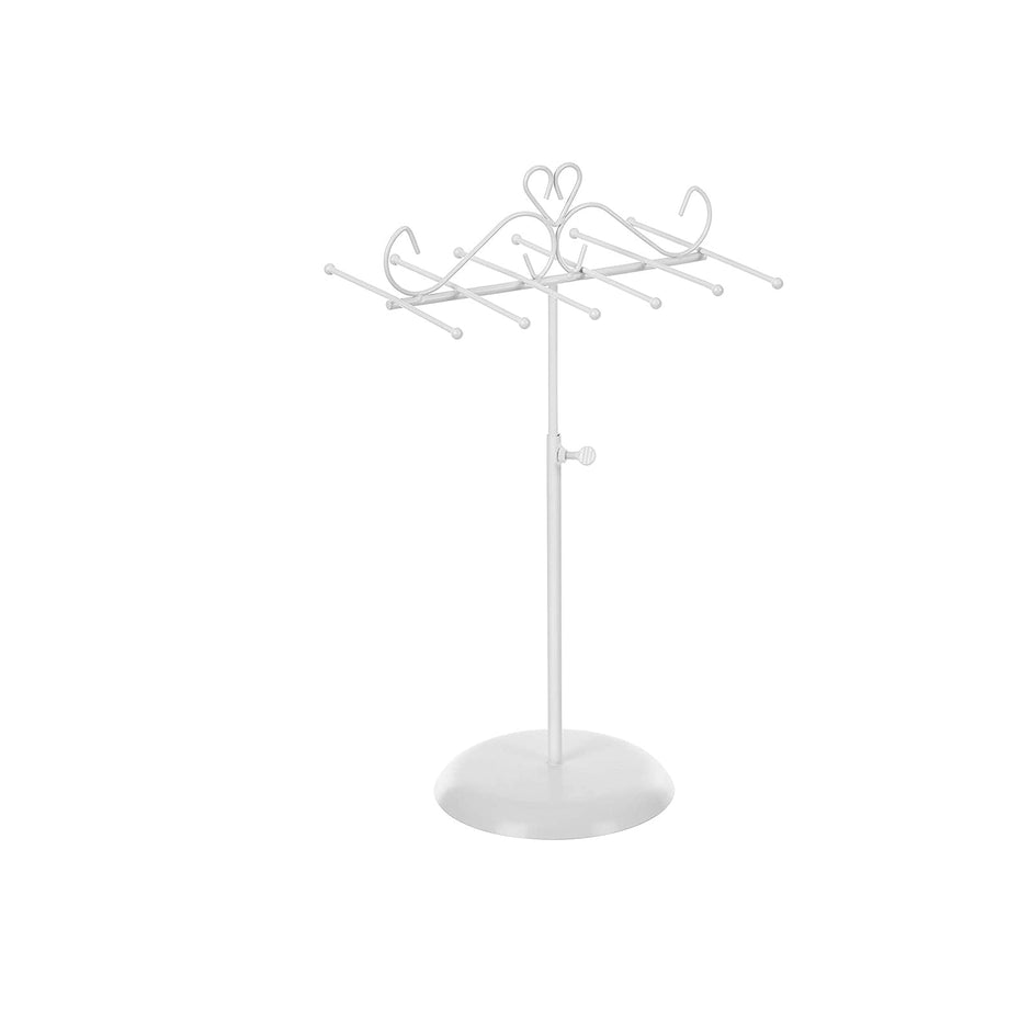 Jewellery Display Stand – Metal – White – Versatile Rack for Necklaces, Bracelets, and Earrings