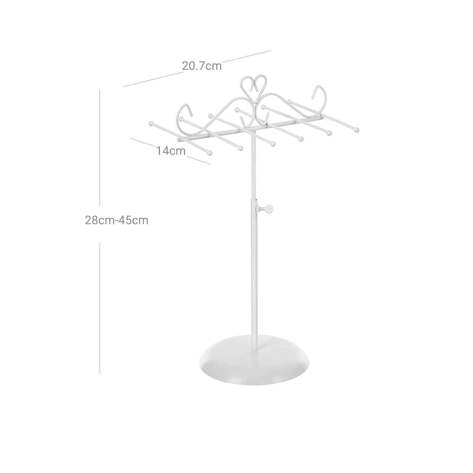 Jewellery Display Stand – Metal – White – Versatile Rack for Necklaces, Bracelets, and Earrings