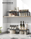 Set of 2 Stackable and Expandable Spice Racks – Metal – Ink Black – Cupboard Organisers