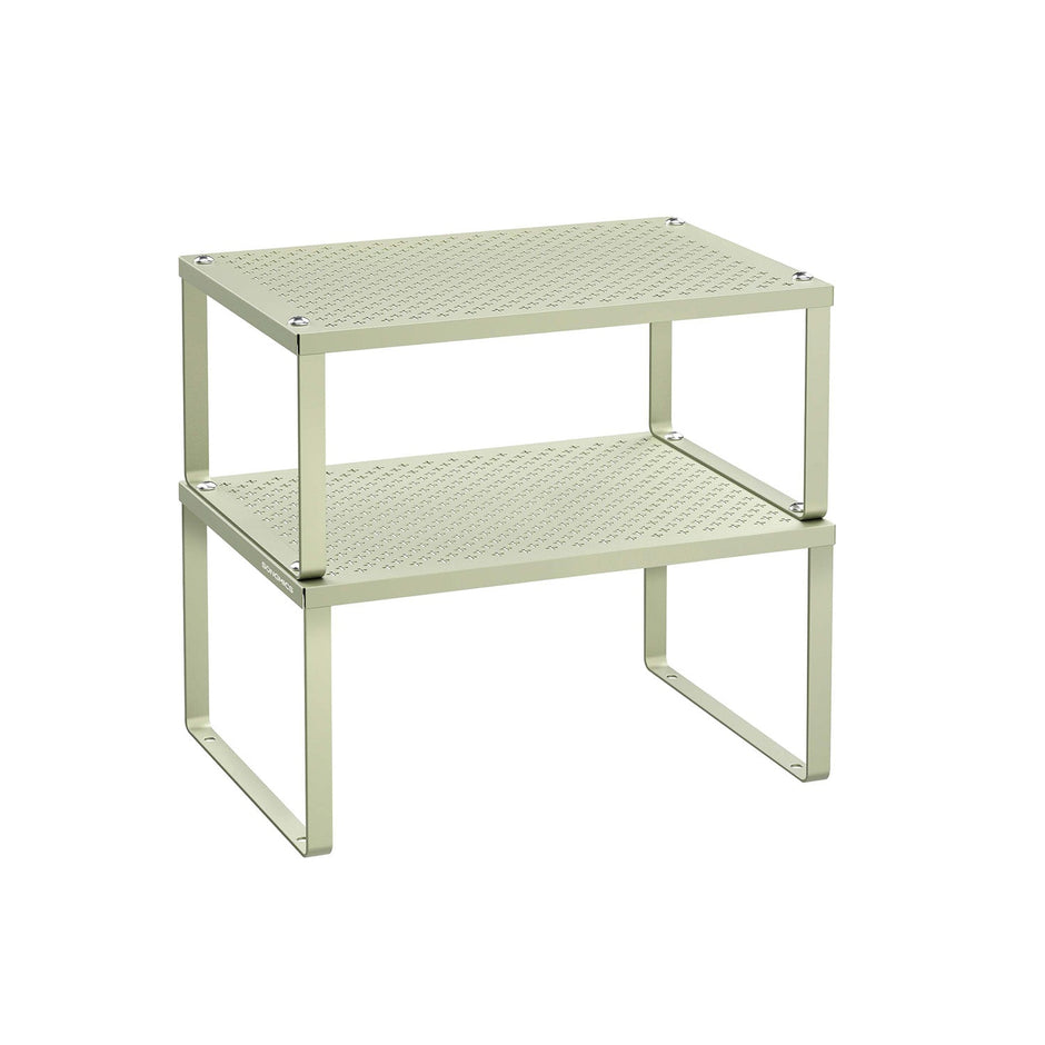 Set of 2 Metal Stackable and Expandable Spice Racks – Laurel Green – Kitchen Storage Solution