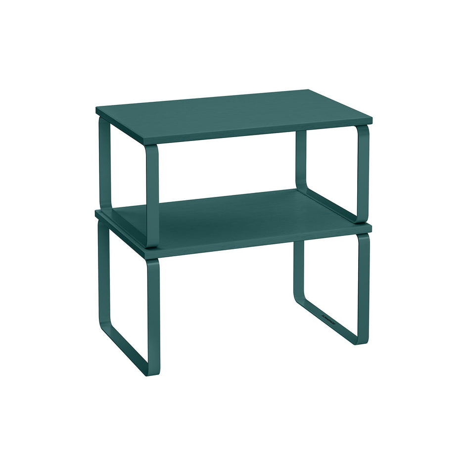 Set of 2 Spice Racks – Metal and Engineered Wood – Ivy Green – Expandable and Stackable Kitchen Organisers