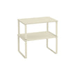 Set of 2 Stackable Spice Racks – Metal and Engineered Wood – Cream White – Expandable Design