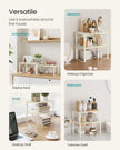 Set of 2 Stackable Spice Racks – Metal and Engineered Wood – Cream White – Expandable Design