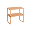 Set of 2 Stackable Expandable Spice Racks – Metal and Engineered Wood – Apricot Orange – Cupboard Shelf Organisers