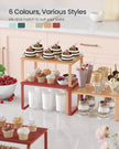 Set of 2 Stackable Expandable Spice Racks – Metal and Engineered Wood – Apricot Orange – Cupboard Shelf Organisers