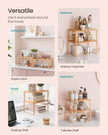 Set of 2 Stackable Expandable Spice Racks – Metal and Engineered Wood – Apricot Orange – Cupboard Shelf Organisers