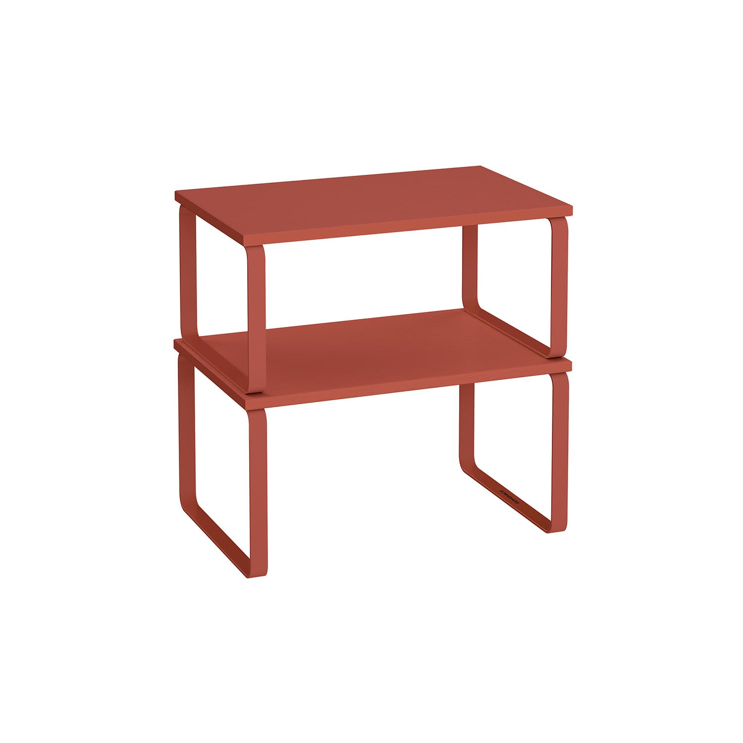 Set of 2 Expandable Kitchen Spice Racks – Metal and Engineered Wood – Mandarin Red – Stackable Design