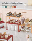 Set of 2 Expandable Kitchen Spice Racks – Metal and Engineered Wood – Mandarin Red – Stackable Design