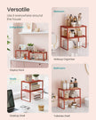 Set of 2 Expandable Kitchen Spice Racks – Metal and Engineered Wood – Mandarin Red – Stackable Design