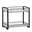 2-Tier Metal Kitchen Storage Rack – Black – Easy Assembly with Anti-Slip Feet and Plastic Shelf Liner