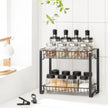 2-Tier Metal Kitchen Storage Rack – Black – Easy Assembly with Anti-Slip Feet and Plastic Shelf Liner