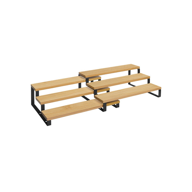 Spice Rack – Bamboo – Natural and Black – Set of 2, 3-Tier, Stackable
