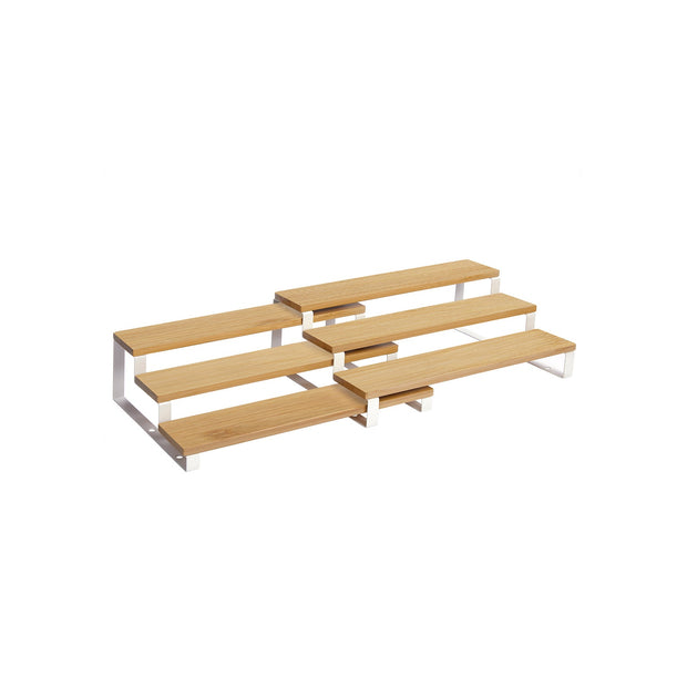 Spice Rack – Bamboo – Natural and Black – Set of 2, 3-Tier, Stackable