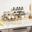 Spice Rack – Bamboo – Natural and White – 3-Tier Extendable Stackable Design