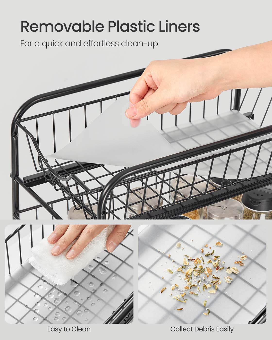 2-Tier Under Sink Storage Organiser – Metal – Classic Black – Sliding Basket Drawers