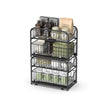 Set of 2 Sliding Basket Organizers – Metal – Classic Black – Stackable 2-Tier Under-Sink Storage for Kitchen & Bathroom