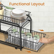 2-Tier Under Sink Organizer – Metal – Classic Black – Stackable with Sliding Basket Drawers