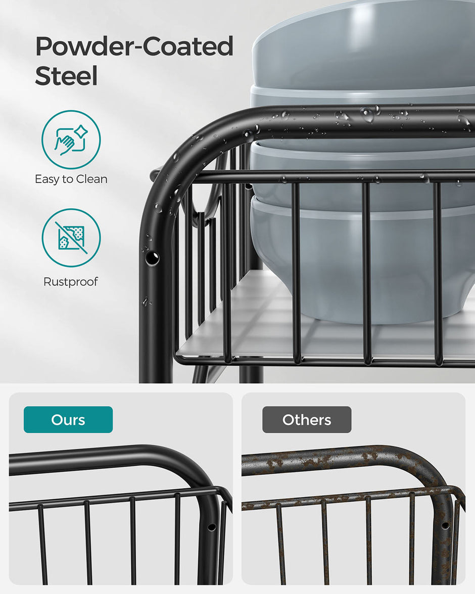 Set of 2 Sliding Basket Organizers – Metal – Classic Black – Stackable 2-Tier Under-Sink Storage for Kitchen & Bathroom