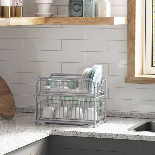 2-Tier Under Sink Storage Organiser – Metal – Classic Black – Sliding Basket Drawers