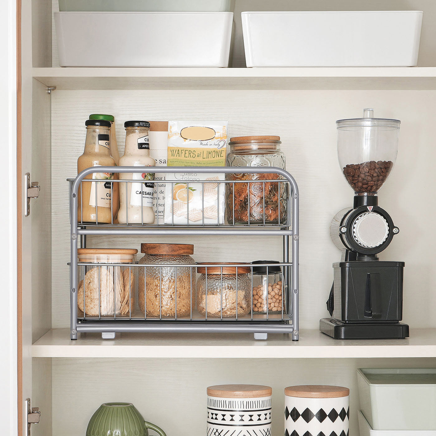 2-Tier Under Sink Storage Organiser – Metal – Classic Black – Sliding Basket Drawers