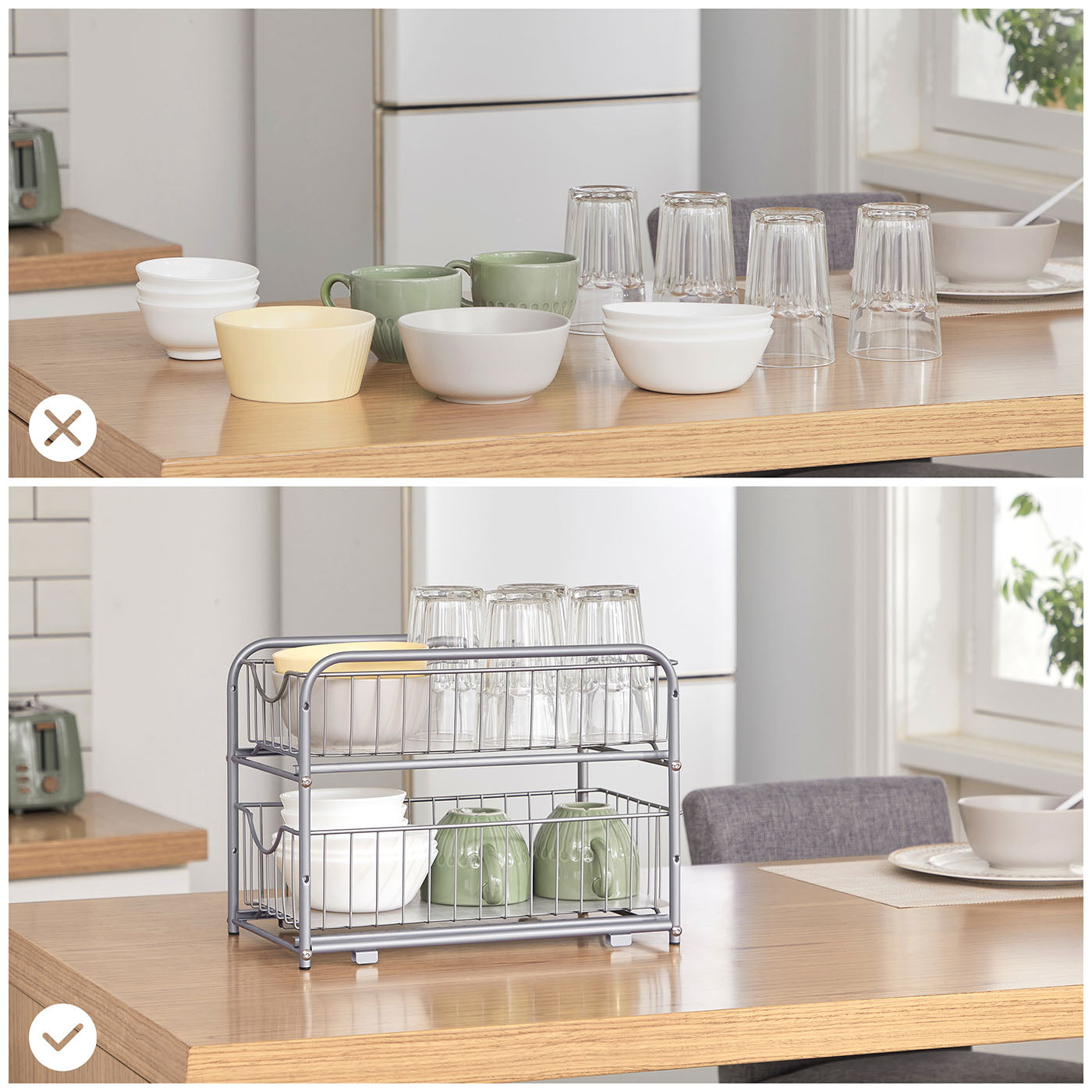 2-Tier Under Sink Storage Organiser – Metal – Classic Black – Sliding Basket Drawers