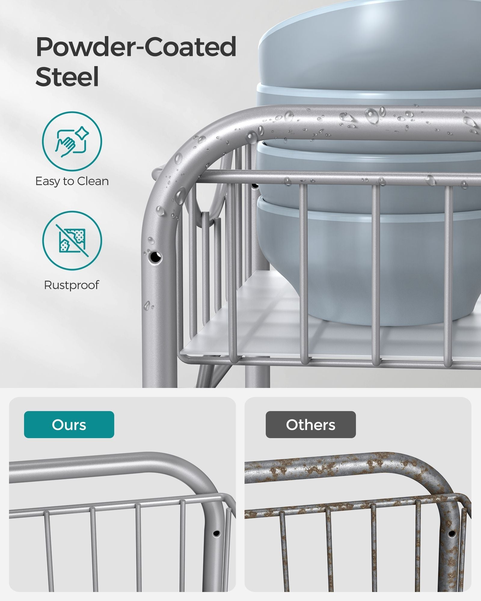 Set of 2 Sliding Basket Organizers – Metallic – Silver – Stackable 2-Tier Under-Sink Storage for Kitchen and Bathroom