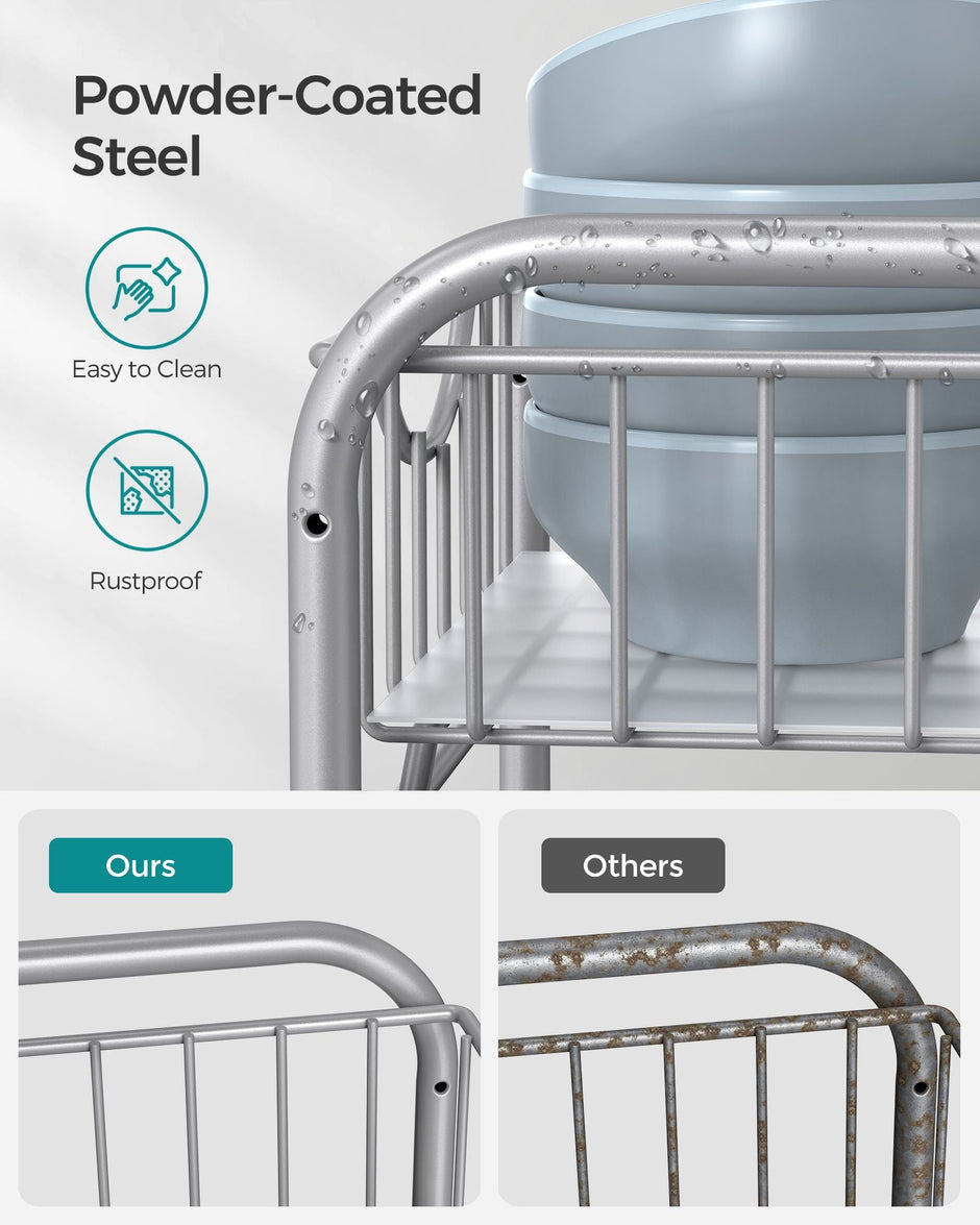 Set of 2 Sliding Basket Organizers – Metallic – Silver – Stackable 2-Tier Under-Sink Storage for Kitchen and Bathroom